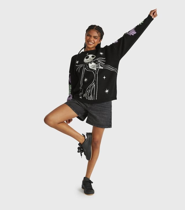 Skinnydip Women's Black Jack Skellington Jumper Skinnydip New Look - 2