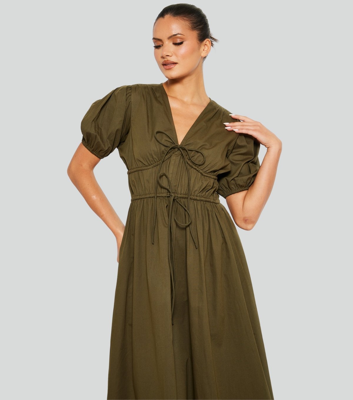 South Beach Women's Khaki Tie Front Midi Dress South Beach New Look - 2