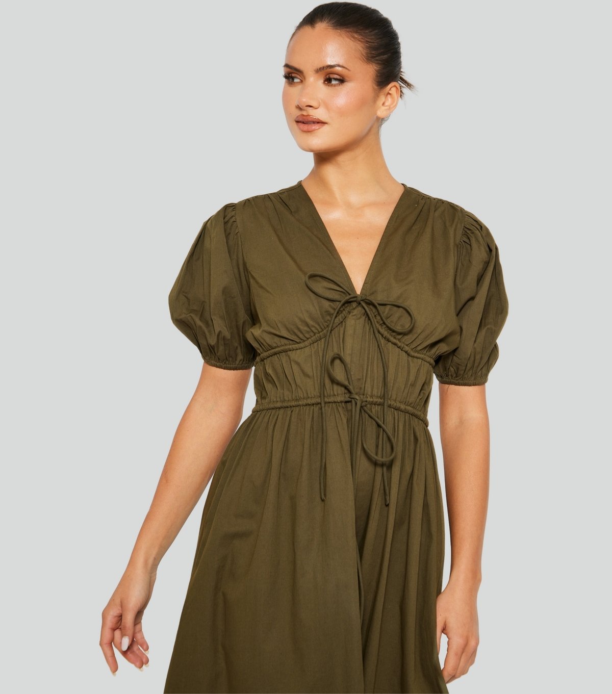 South Beach Women's Khaki Tie Front Midi Dress South Beach New Look - 4