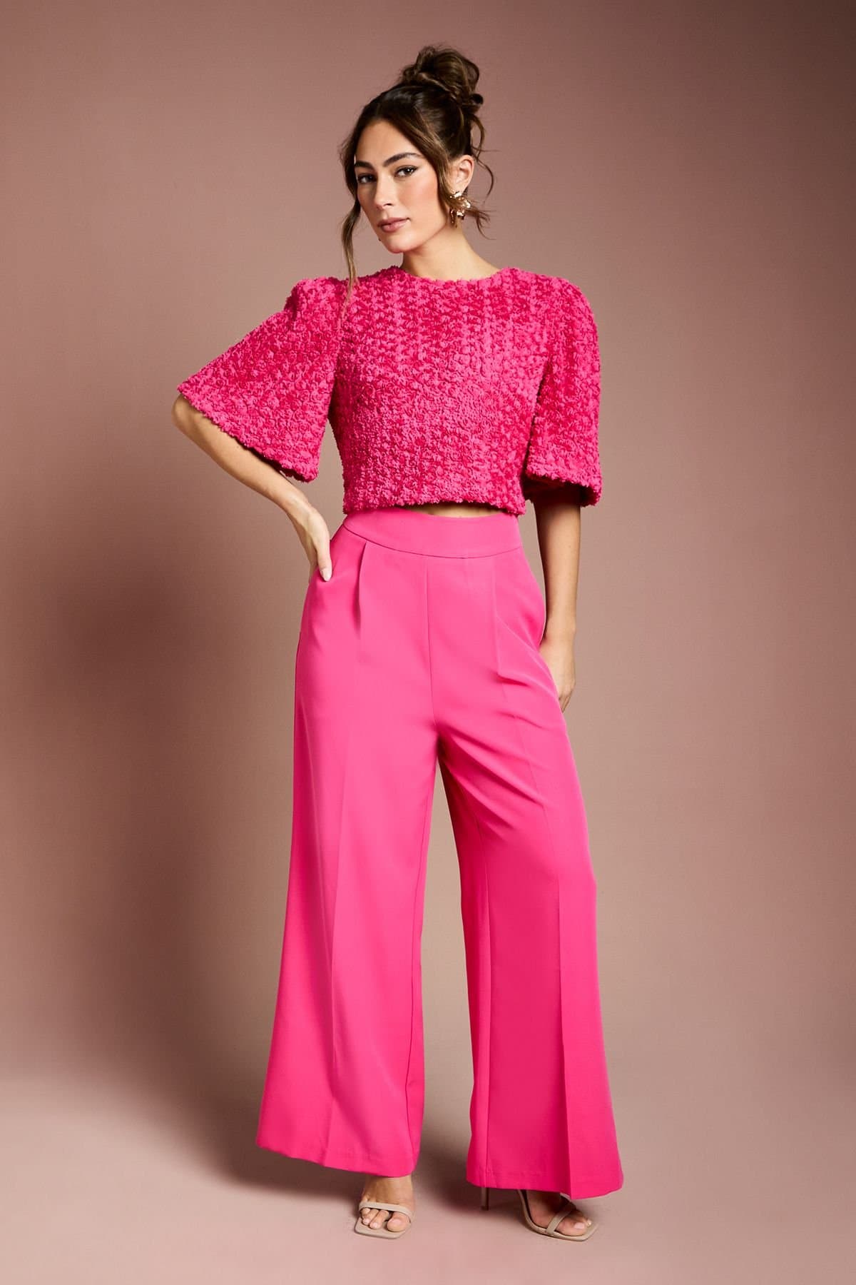 Coast Coast Hot Pink Crepe Wide Leg Trousers