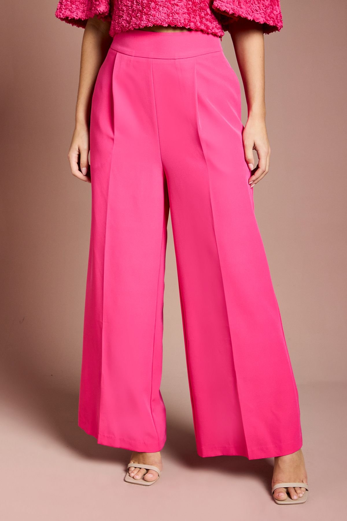Coast Coast Women's Wide Leg Crepe Trouser in Hot Pink - 2