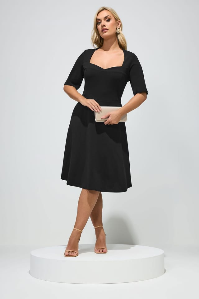 Yours Yours Women's Panel Skater Dress in Black - 3