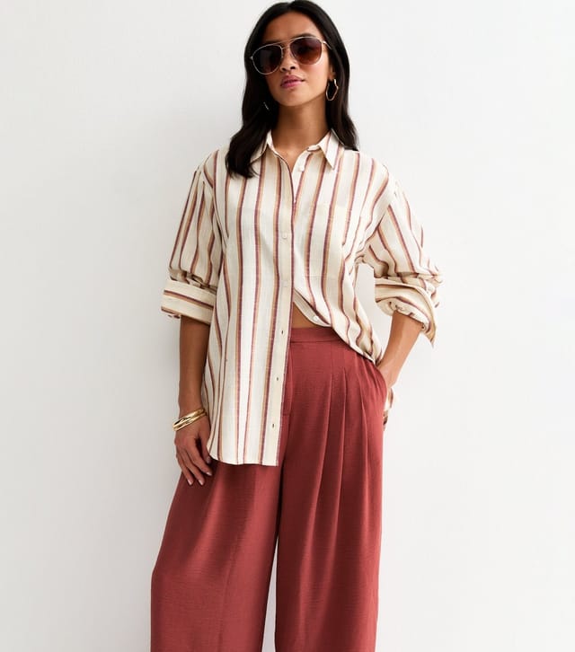 New Look Women's Petite Rust Pleated Wide Leg Trousers New Look - 3