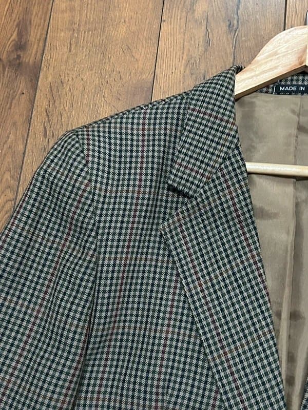 lynton Lynton Vintage Tweed Houndstooth Blazer Jacket Mens Size 42 R Pure New Wool