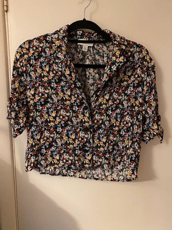 Topshop Multi Floral Cropped Shirt