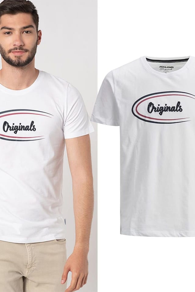 jack & jones Jack & Jones Men's Casual Cotton T-Shirt Crew Neck Short Sleeve Regular Fit - White, S in White - 3