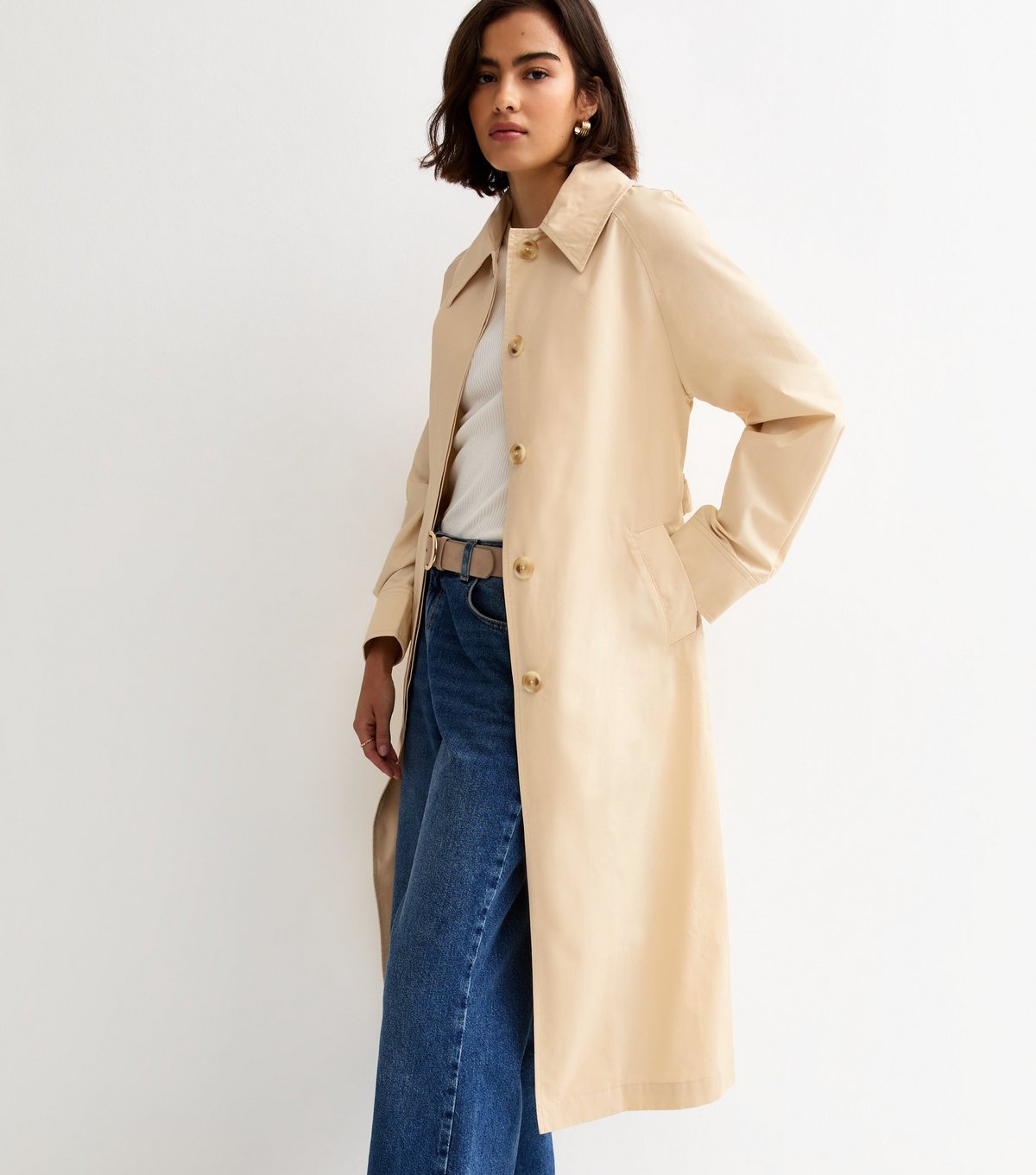 New Look Women's Light Yellow Cotton Belted Mac Coat New Look - 3