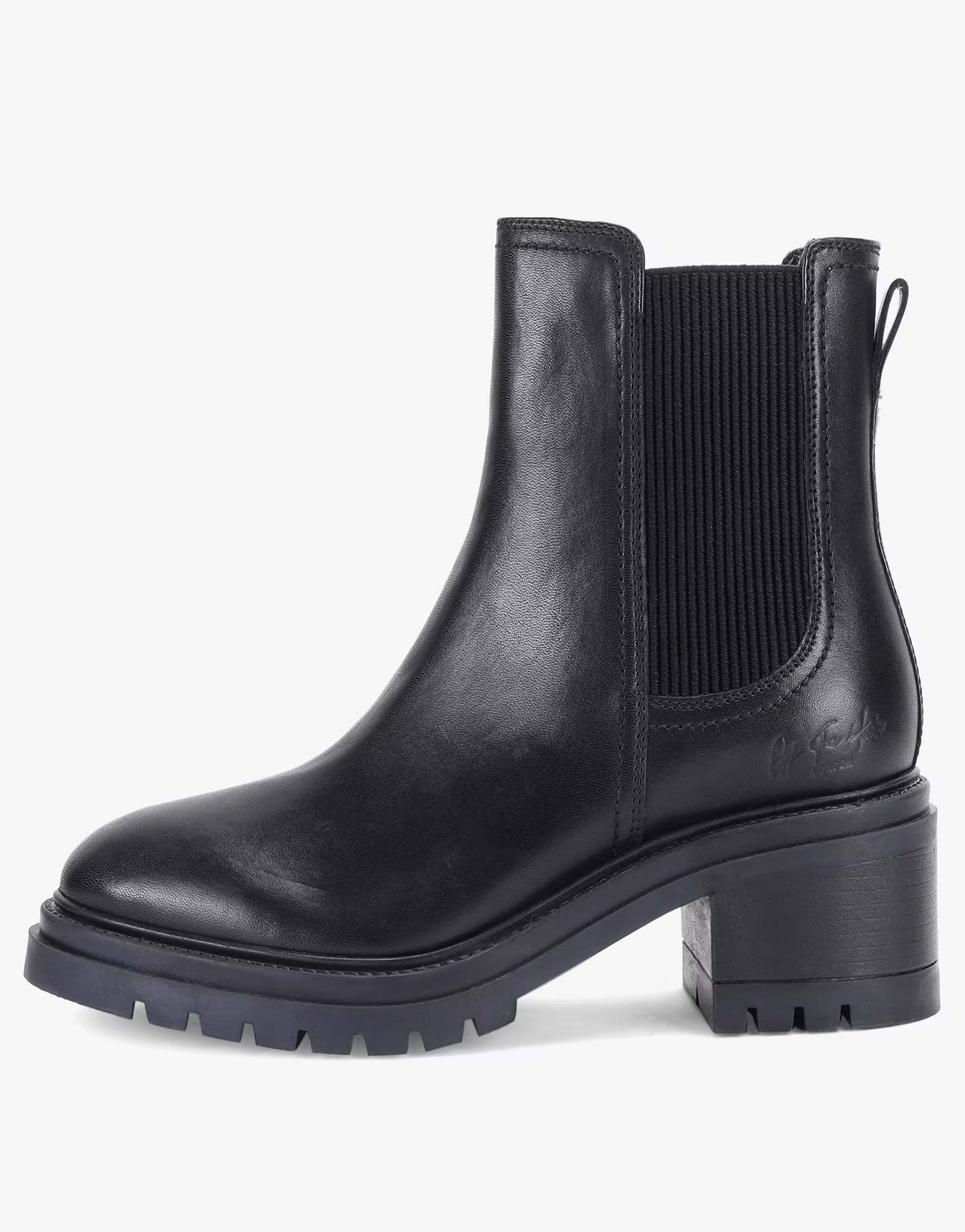 ASOS OFF THE HOOK 'KINGTON' Block Heel High Ankle Leather Chelsea Boots in Black