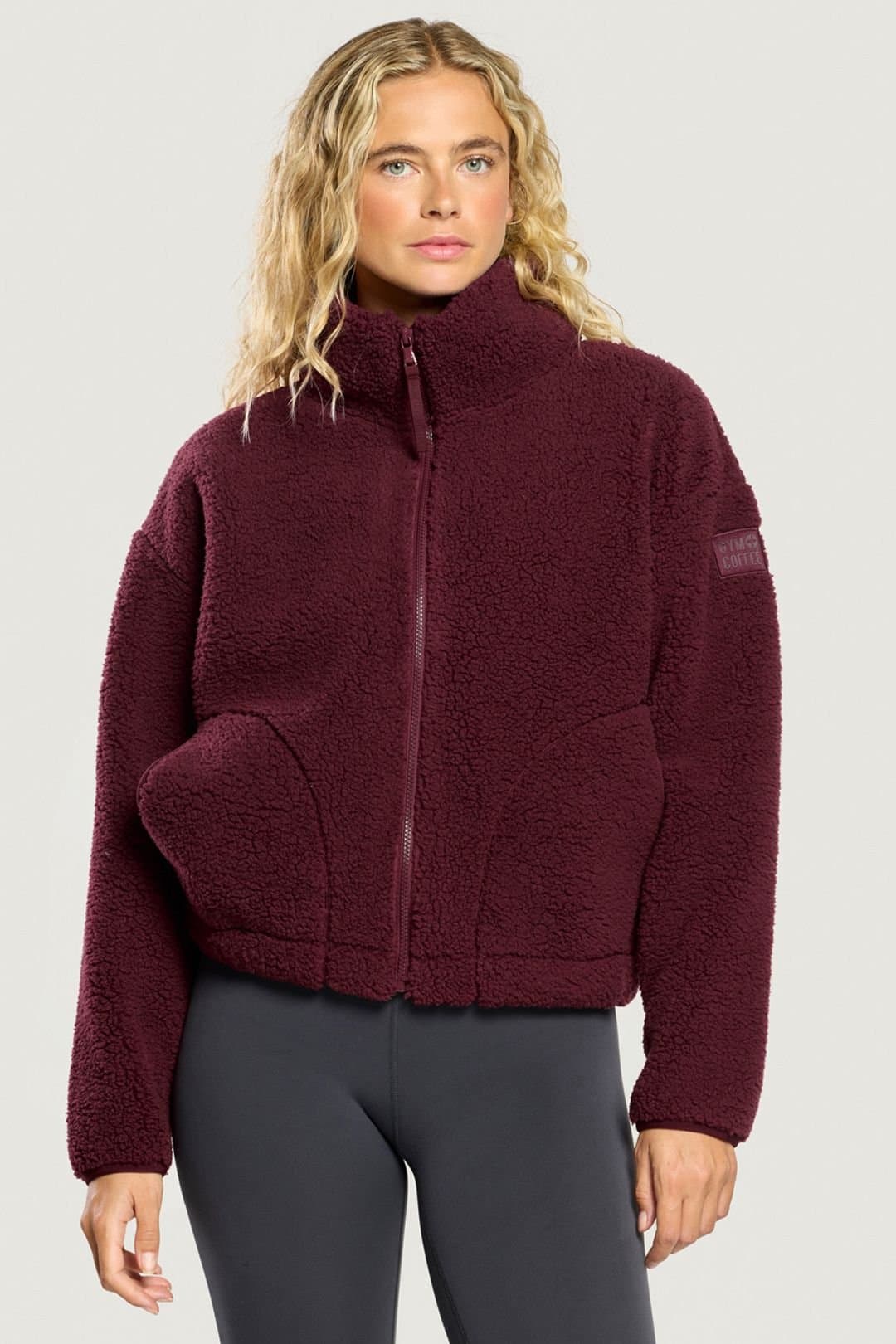 Gym + Coffee Gym + Coffee Women's Industry High Collar Fleece Jacket Cherry in Red