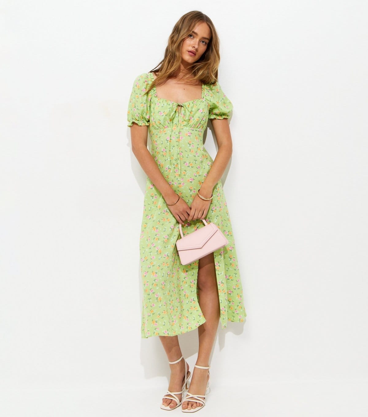 New Look Green Floral Midi Dress