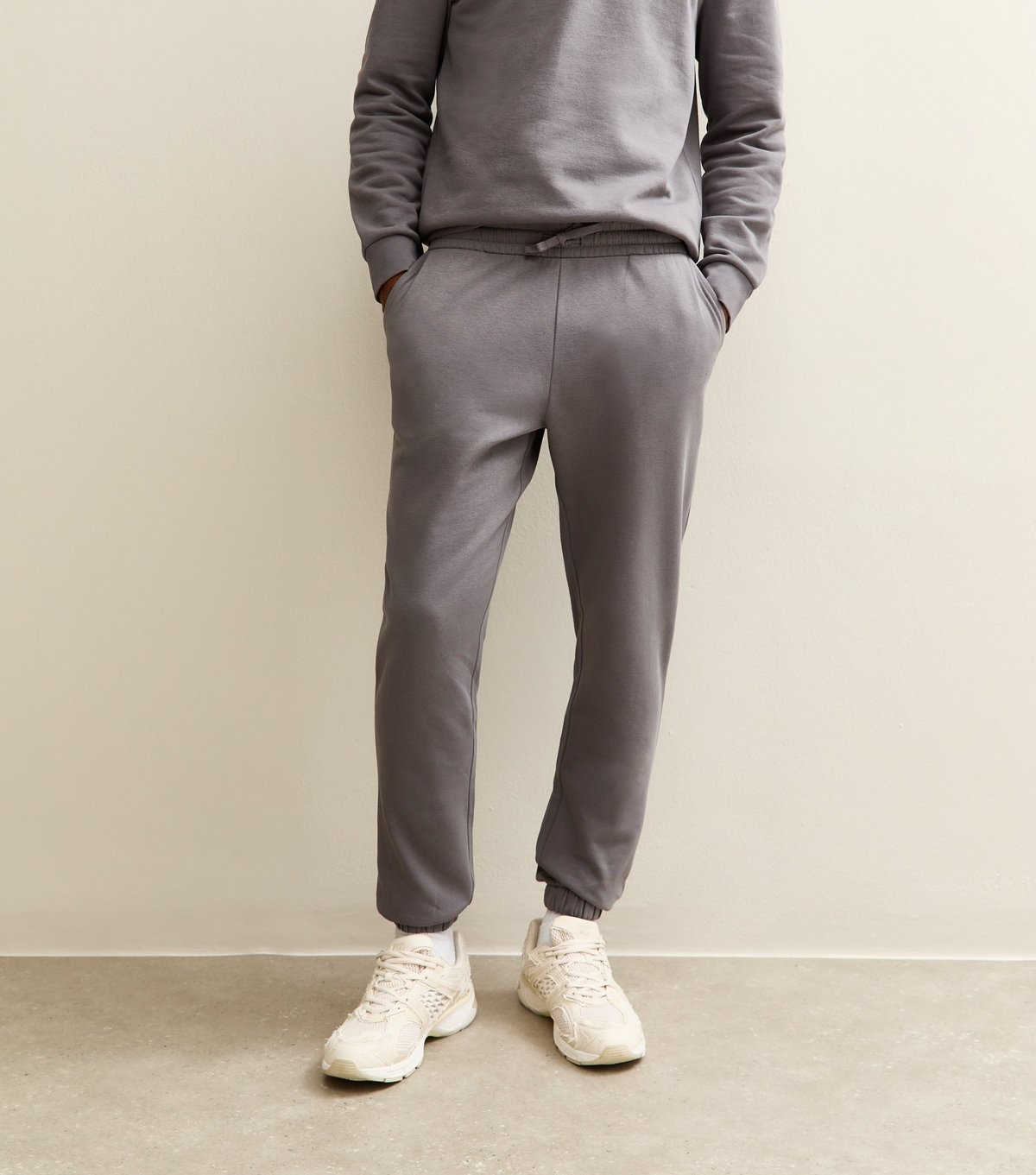 New Look Men's Grey Regular Drawstring Waist Joggers New Look - 3