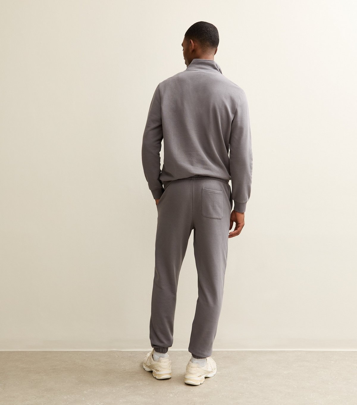 New Look Men's Grey Regular Drawstring Waist Joggers New Look - 4