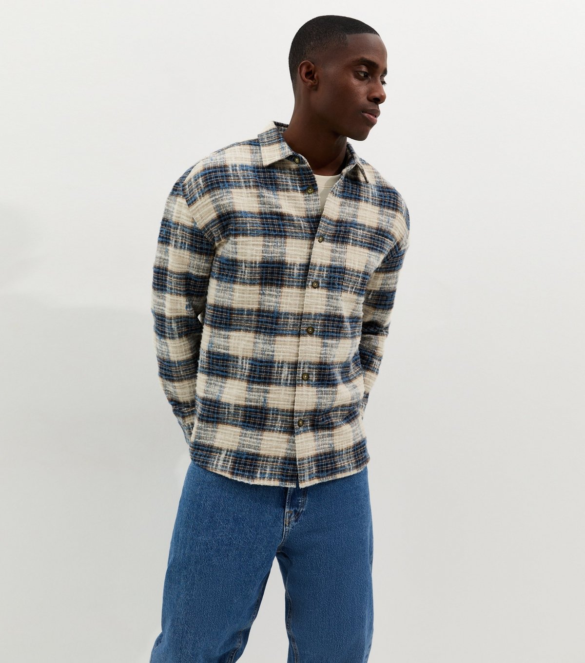 New Look Men's Blue Oversized Flannel Check Shirt New Look - 3