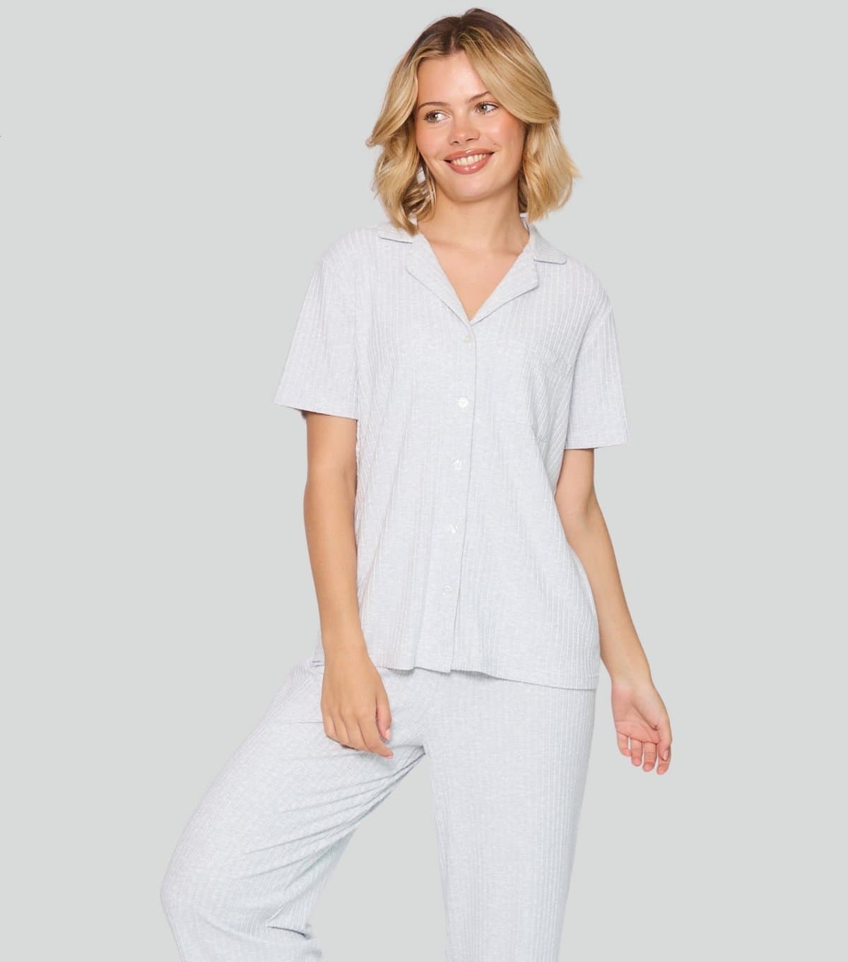 Loungeable Women's Light Grey Shirt and Trousers Pyjama Set Loungeable New Look