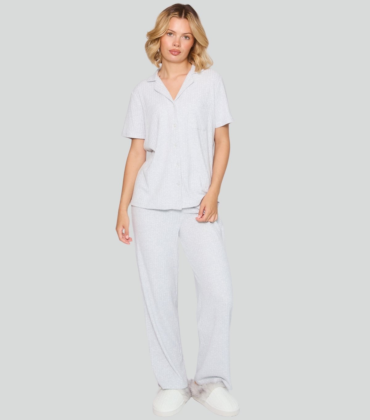 Loungeable Women's Light Grey Shirt and Trousers Pyjama Set Loungeable New Look - 3