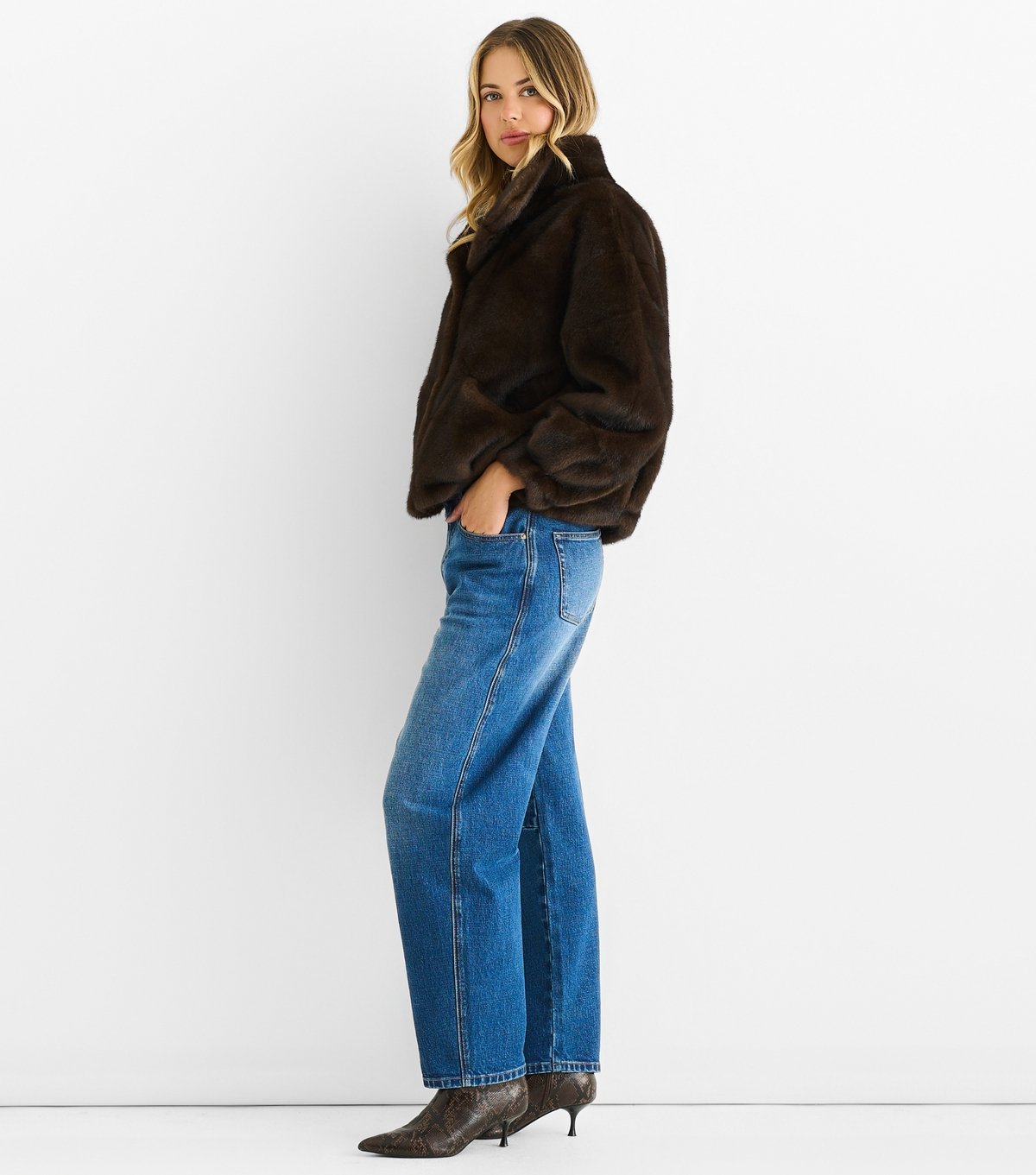 Gini London Women's Brown Faux Fur Jacket Gini London New Look - 3