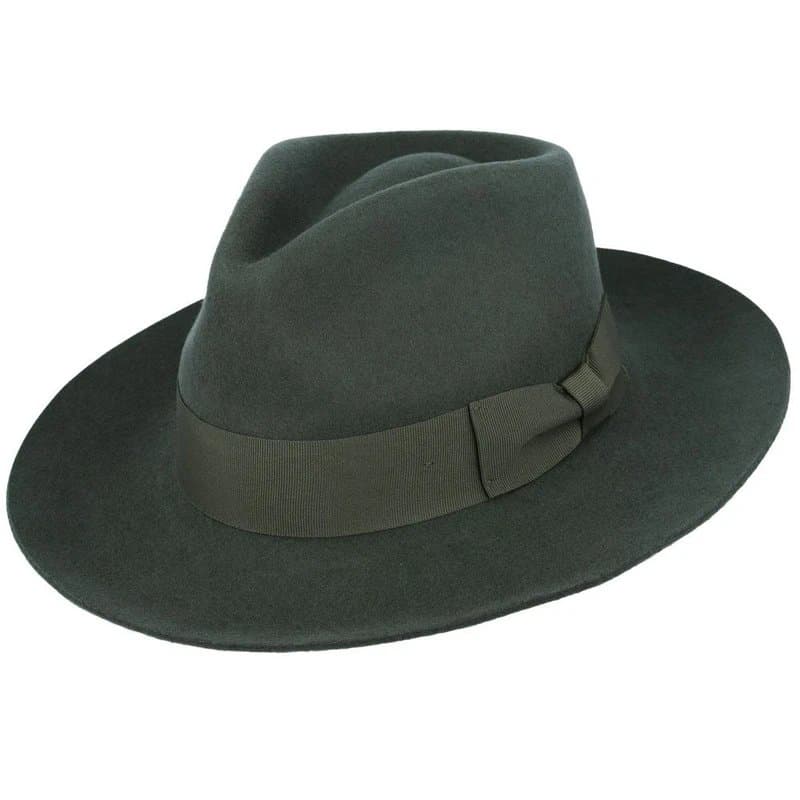 maz Stiff Snap Brim Fedora 100% Wool Felt Gladwin Bond Classic Dress Hat & Grosgrain