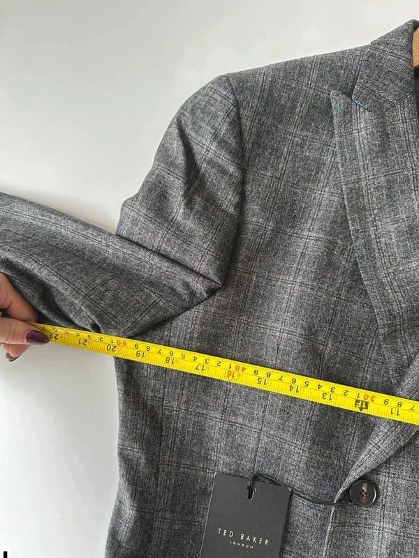 Ted Baker Ted baker blazer jacket 40 long £215 grey blue checked double breasted new bnwt