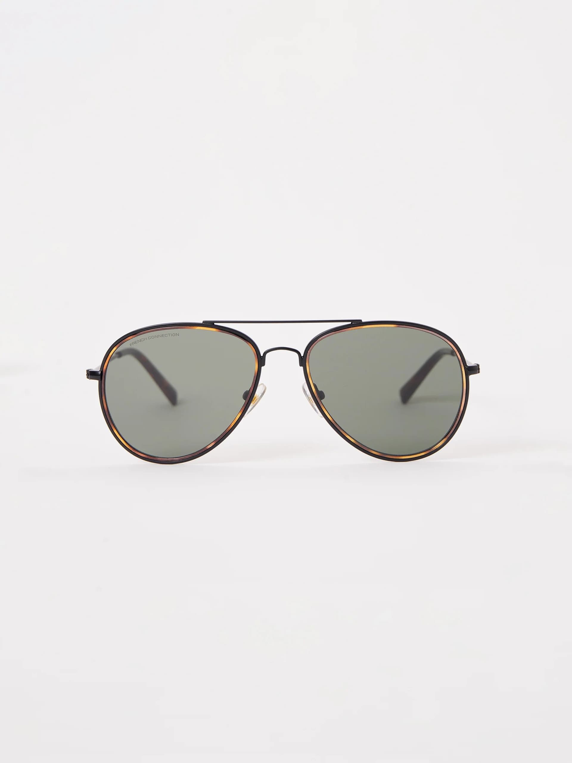 French Connection Metal D-Frame Rim Detailed Sunglasses Tort