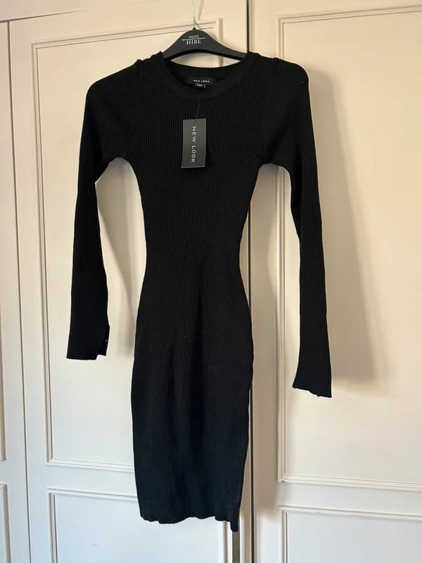 New Look Black Ribbed Bodycon Dress