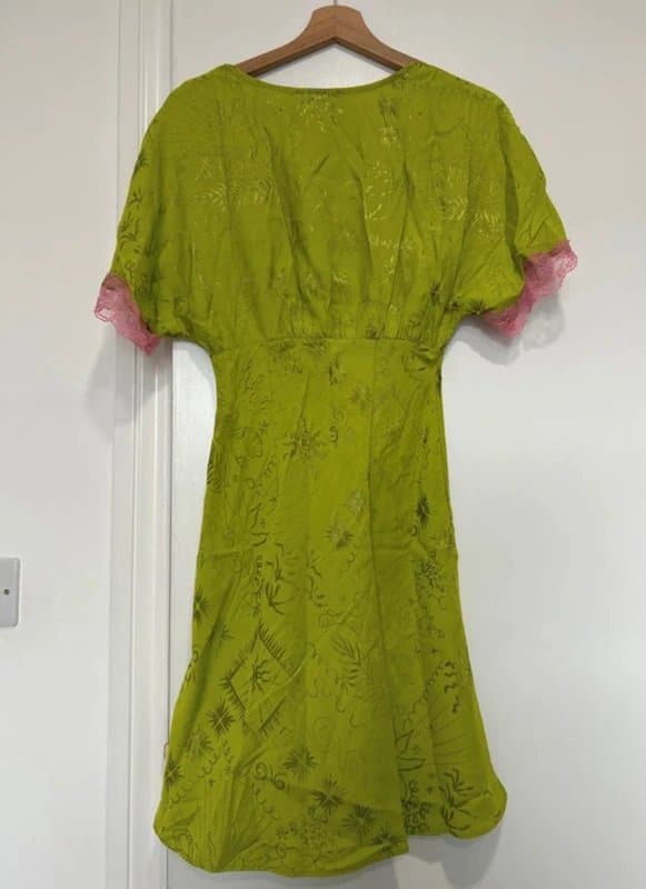 Never Fully Dressed Green lace silk short dress