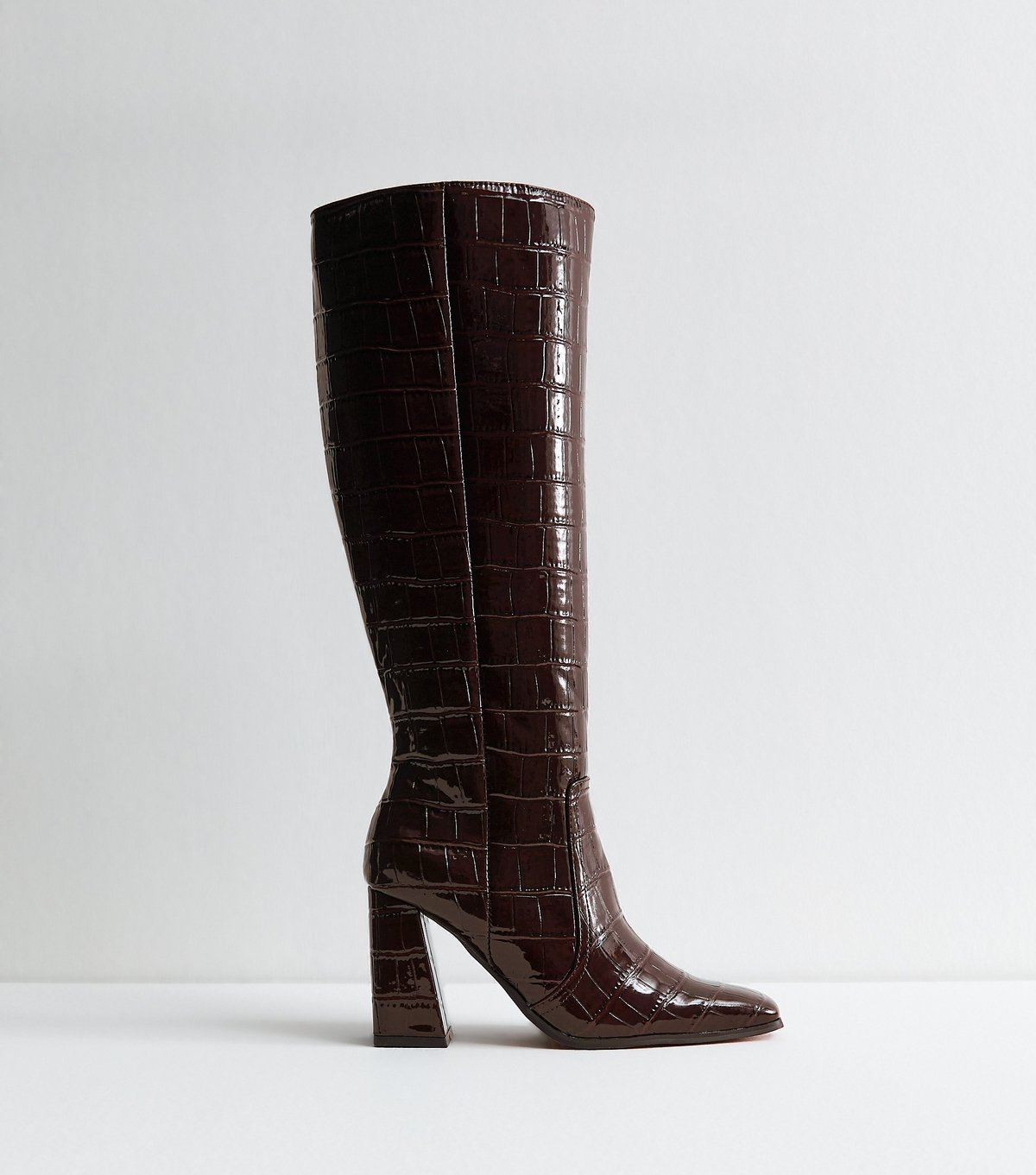 New Look Women's Brown Crocodile Effect Faux Leather Boots Vegan New Look - 3