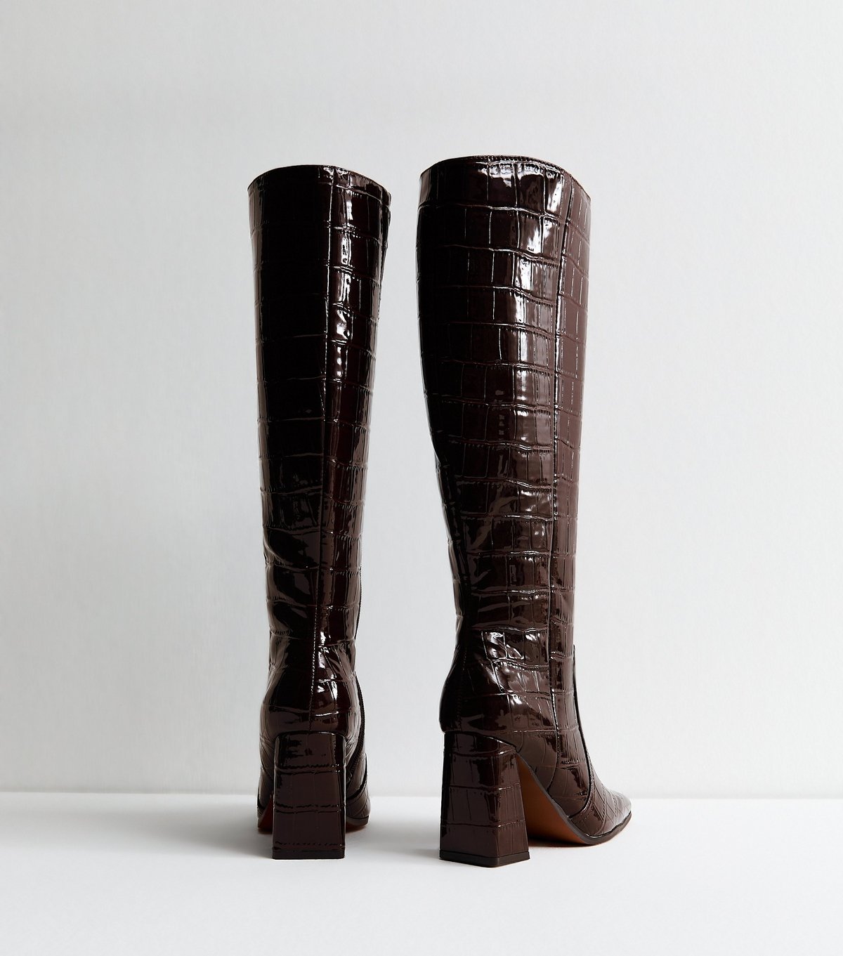 New Look Women's Brown Crocodile Effect Faux Leather Boots Vegan New Look - 4