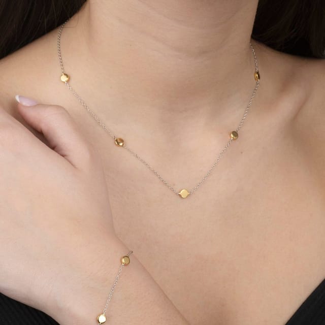 Gold Trip Gold Trip Women's Two Tone Gold Disc Charm Necklace - 2