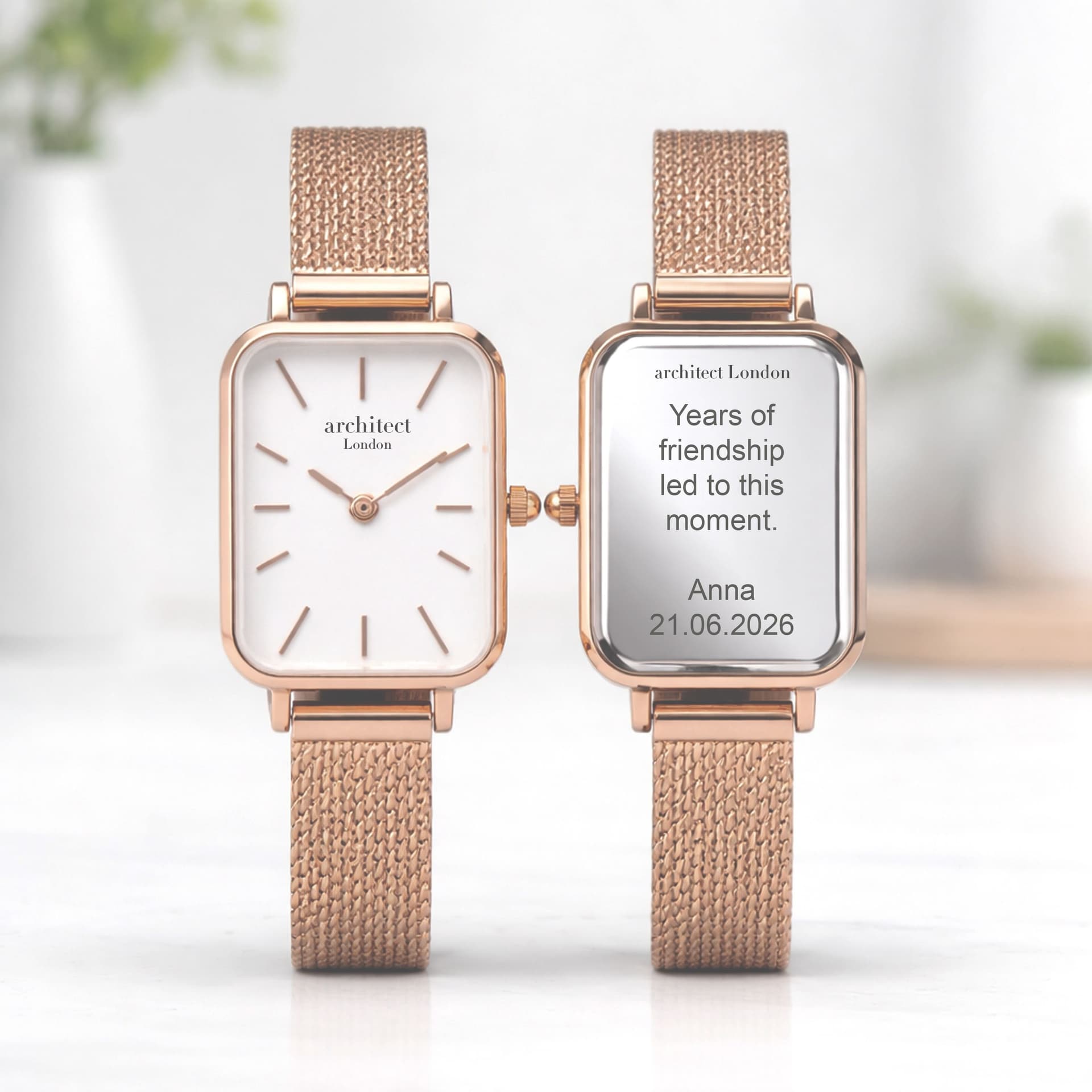 Wear We Met Wear We Met Women's Personalised Lille Watch - Engraved in Rose Gold