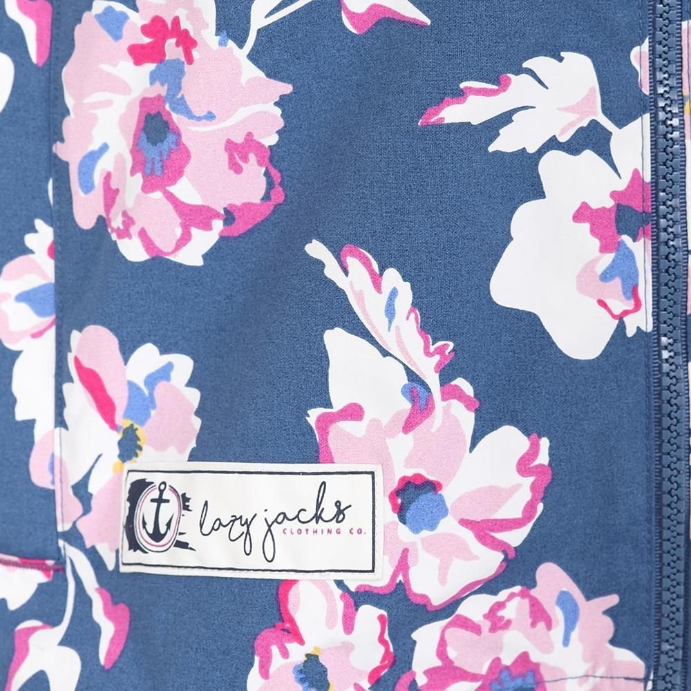 Lazy Jacks Lazy Jacks Women's Floral Waterproof Jacket in Blue - 4