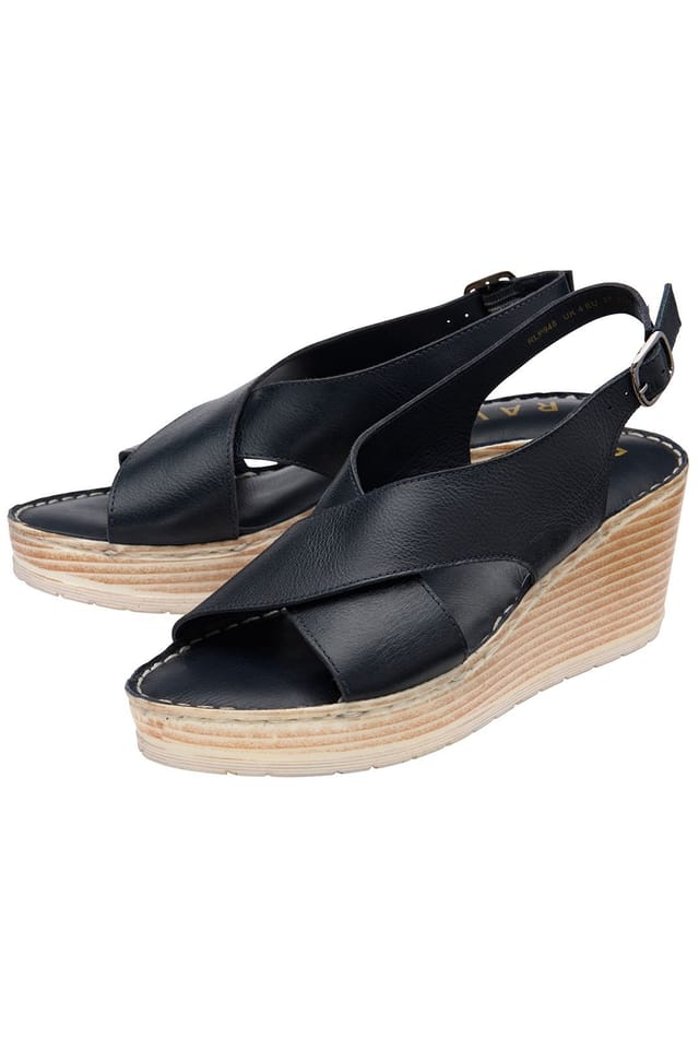 Ravel Ravel Women's 'Branton' Leather Wedge Sandals in Navy - 2