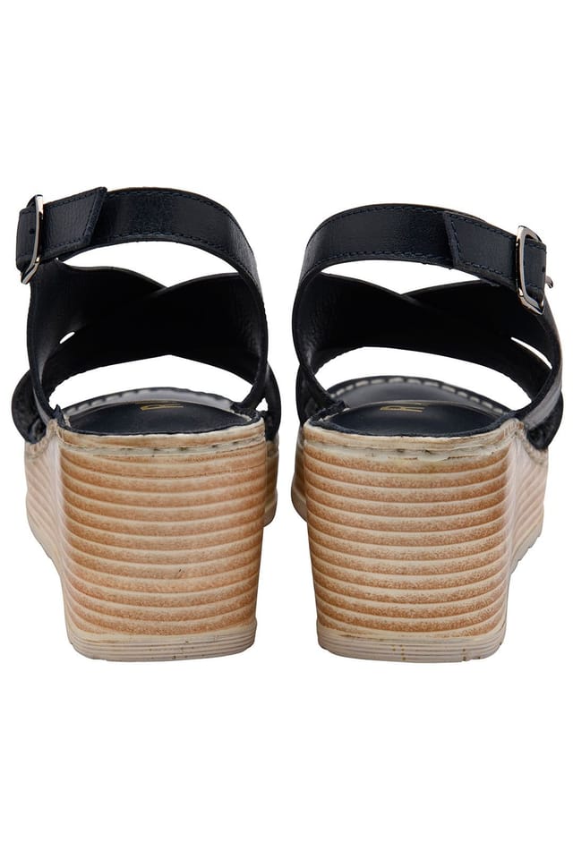 Ravel Ravel Women's 'Branton' Leather Wedge Sandals in Navy - 3