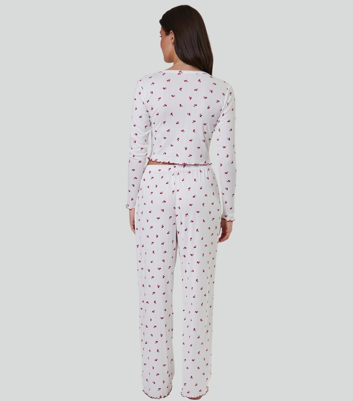 Loungeable Women's White Cherry Print Pyjama Set Loungeable New Look - 4