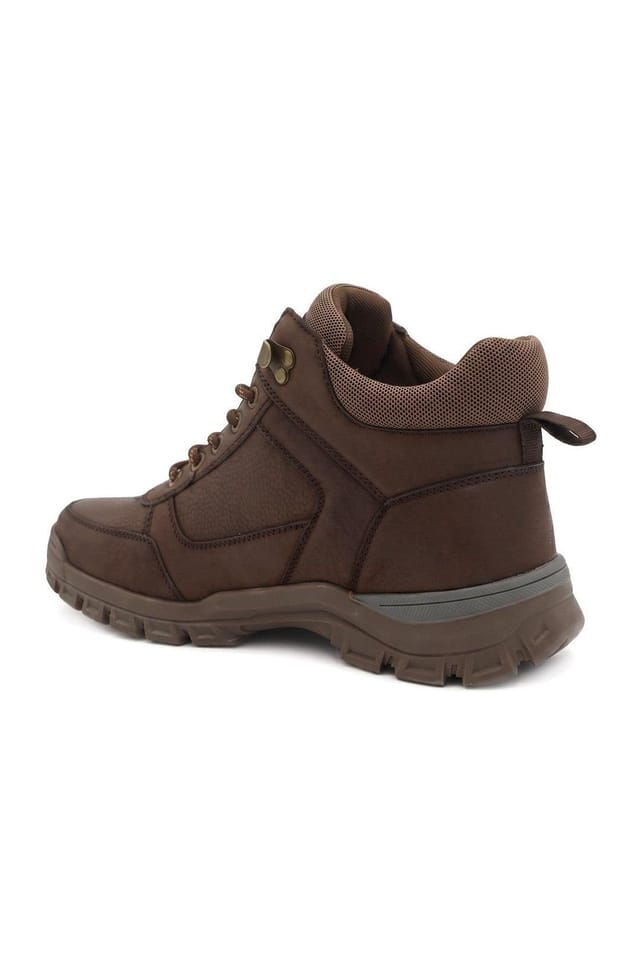 Pavers Pavers Men's Wide Fit Leather Lace Up Rugged Boots in Brown - 3
