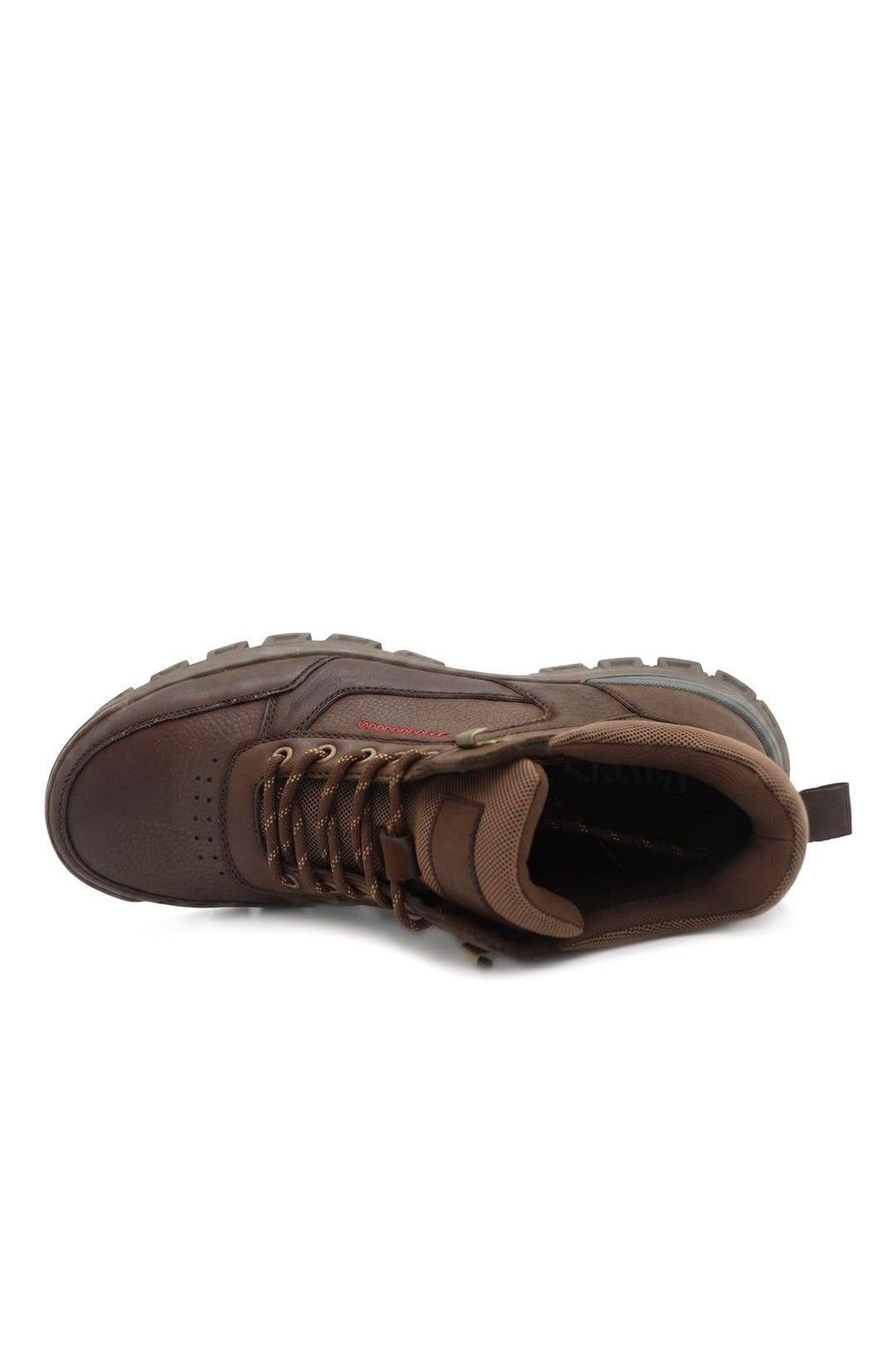 Pavers Pavers Men's Wide Fit Leather Lace Up Rugged Boots in Brown - 4