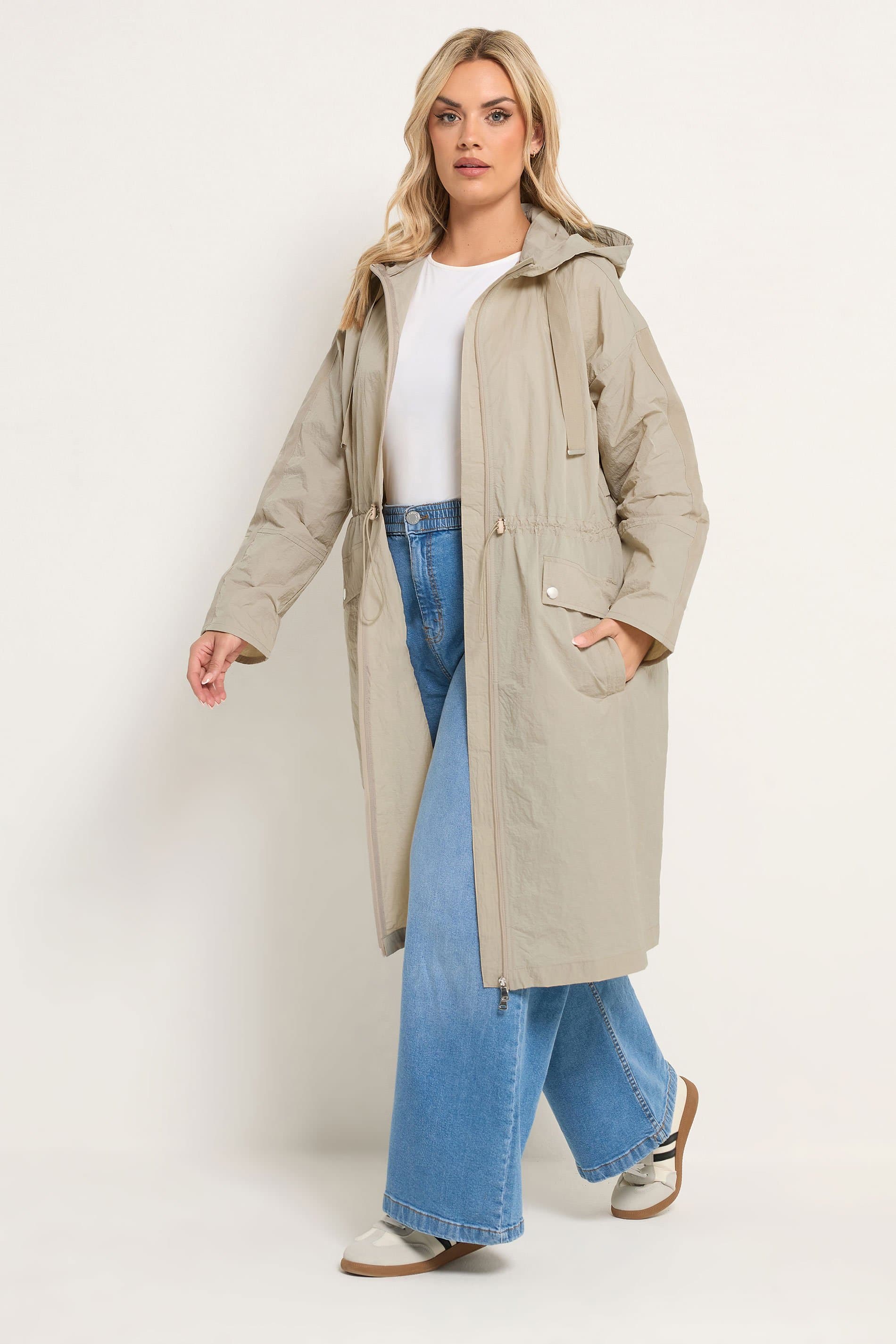 Yours Plus Size Natural Brown Lightweight Longline Parka Jacket