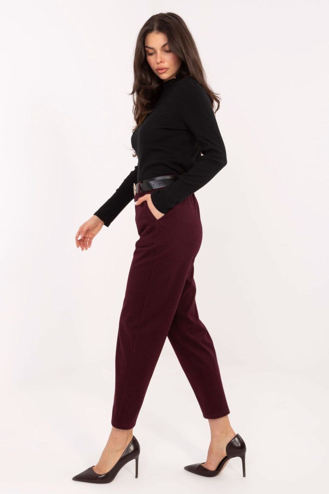 Love Lace Love Lace Women's Ribbed Cotton Elastane Turtleneck Long Sleeve Blouse in Black - 4