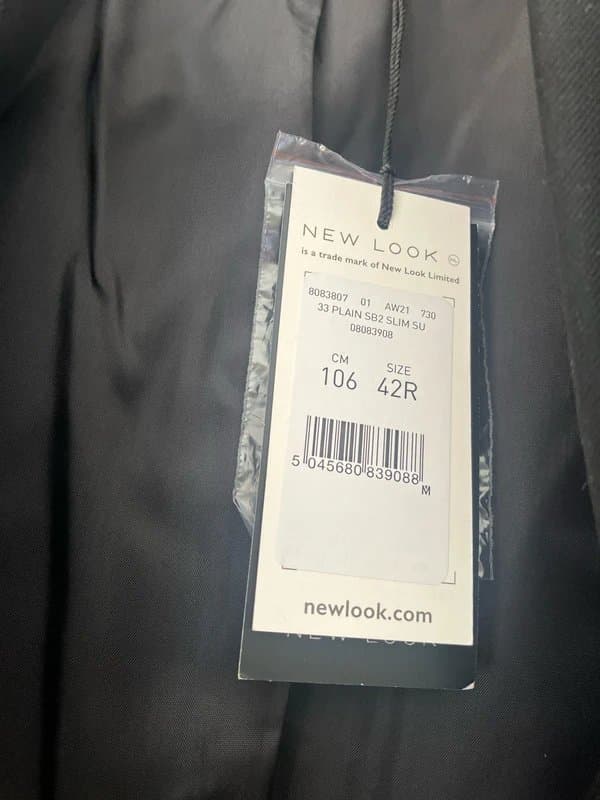 New Look Black Slim Fit New Look Suit Jacket - 42R