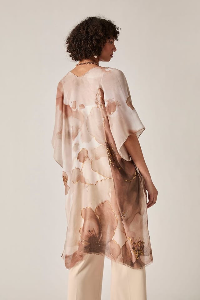 James Lakeland James Lakeland Women's Beige Watercolour Floral Kaftan - 2