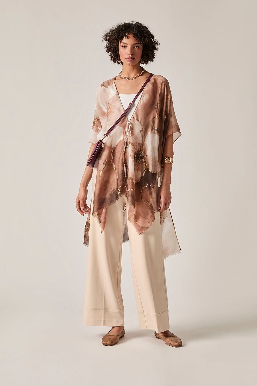 James Lakeland James Lakeland Women's Beige Watercolour Floral Kaftan - 4