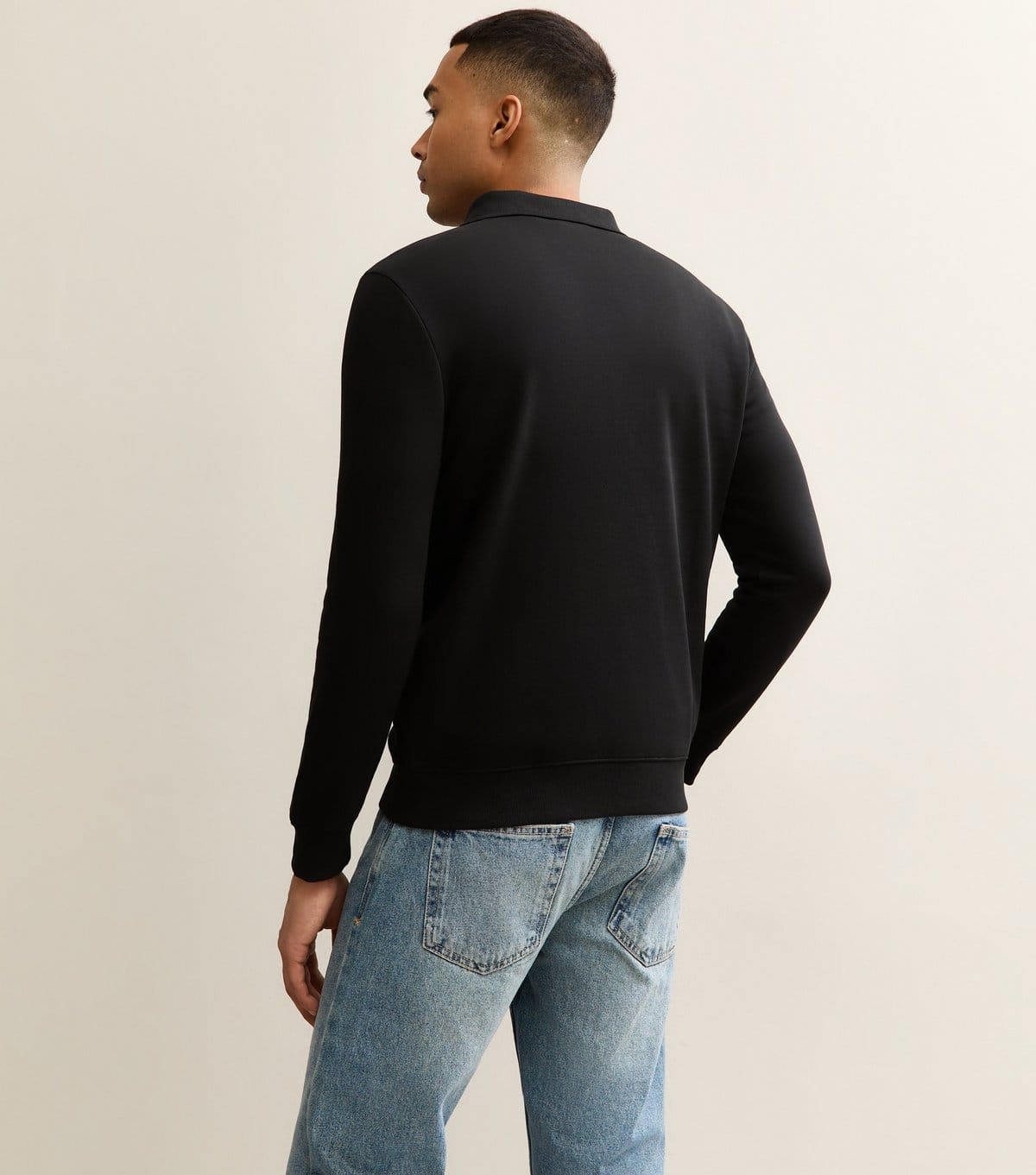 New Look Men's Black Quarter Zip Polo Sweatshirt New Look - 4