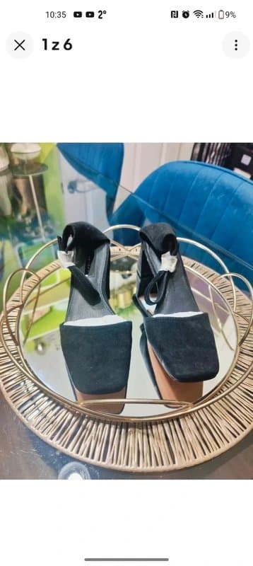Topshop Topshop Jay Square Toe Leather Block Heel BLACK Shoes size 3