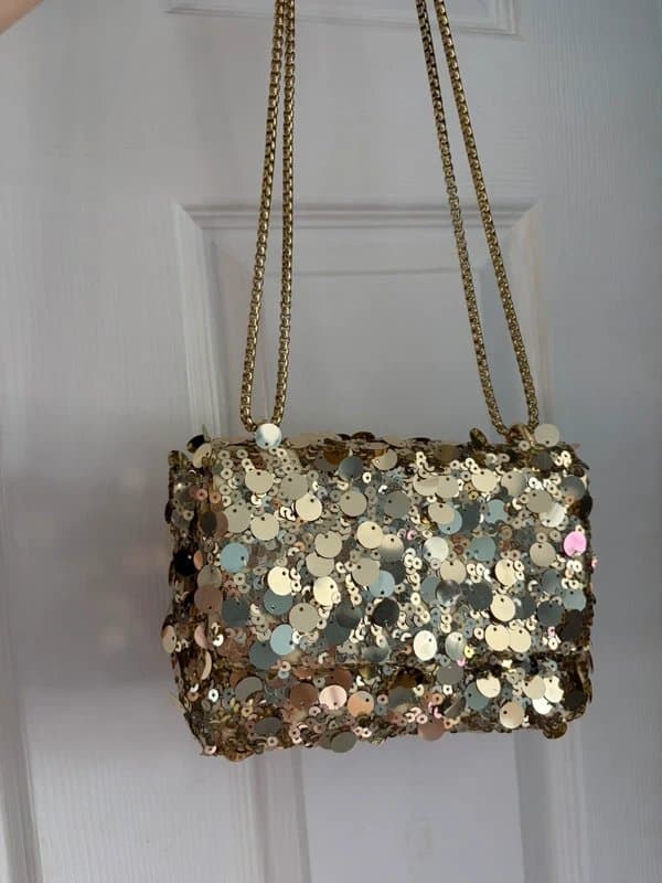 New Look Sequin gold clutch bag