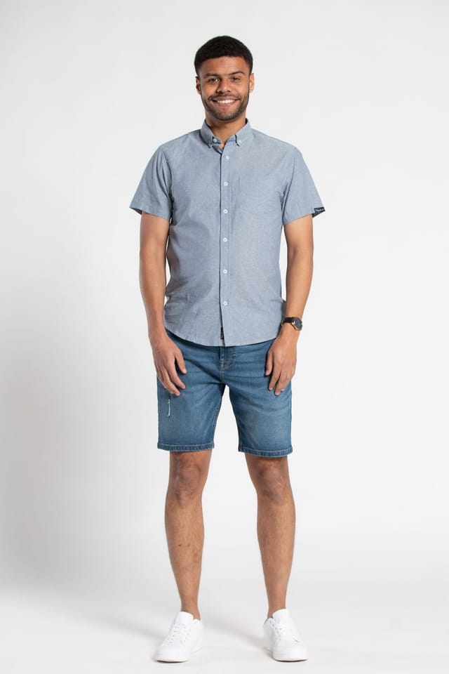 Tokyo Laundry Tokyo Laundry Men's Cotton Chambray Short-Sleeve Shirt in Blue - 3
