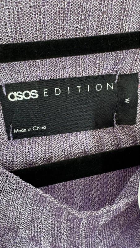 ASOS ASOS Edition lilac metallic ribbed midi dress – long sleeve – size M (UK 12-14) BNWT