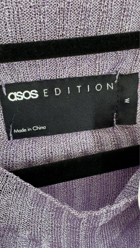 ASOS ASOS Edition lilac metallic ribbed midi dress – long sleeve – size M (UK 12-14) BNWT - 1