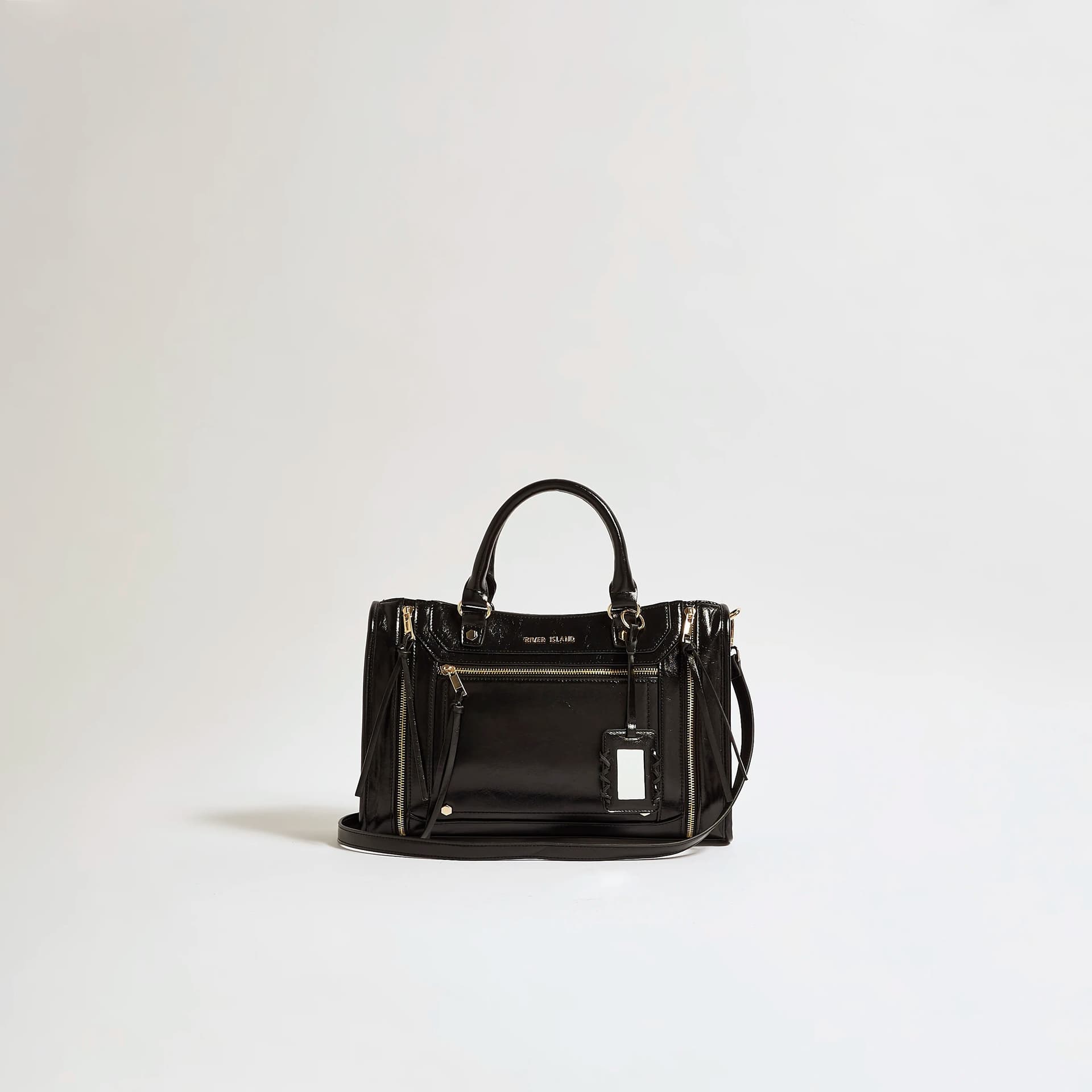 River Island River Island Womens Black Zip Panel Tote Bag