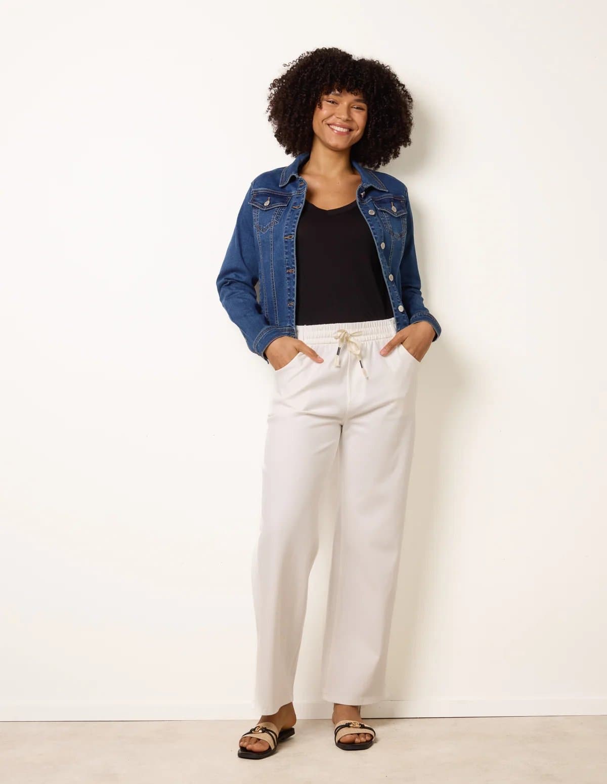 Blue Vanilla Elasticated Trousers With Tie