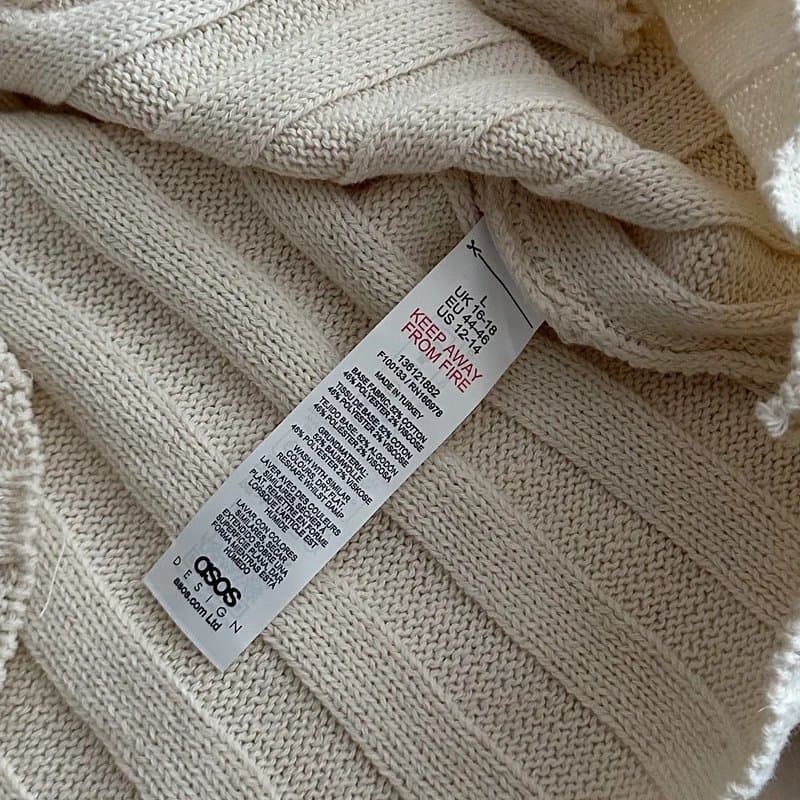 ASOS ASOS Cream Beige Ribbed Knit Tie Front Lounge Scoop Neck Cardigan Top Size Large L