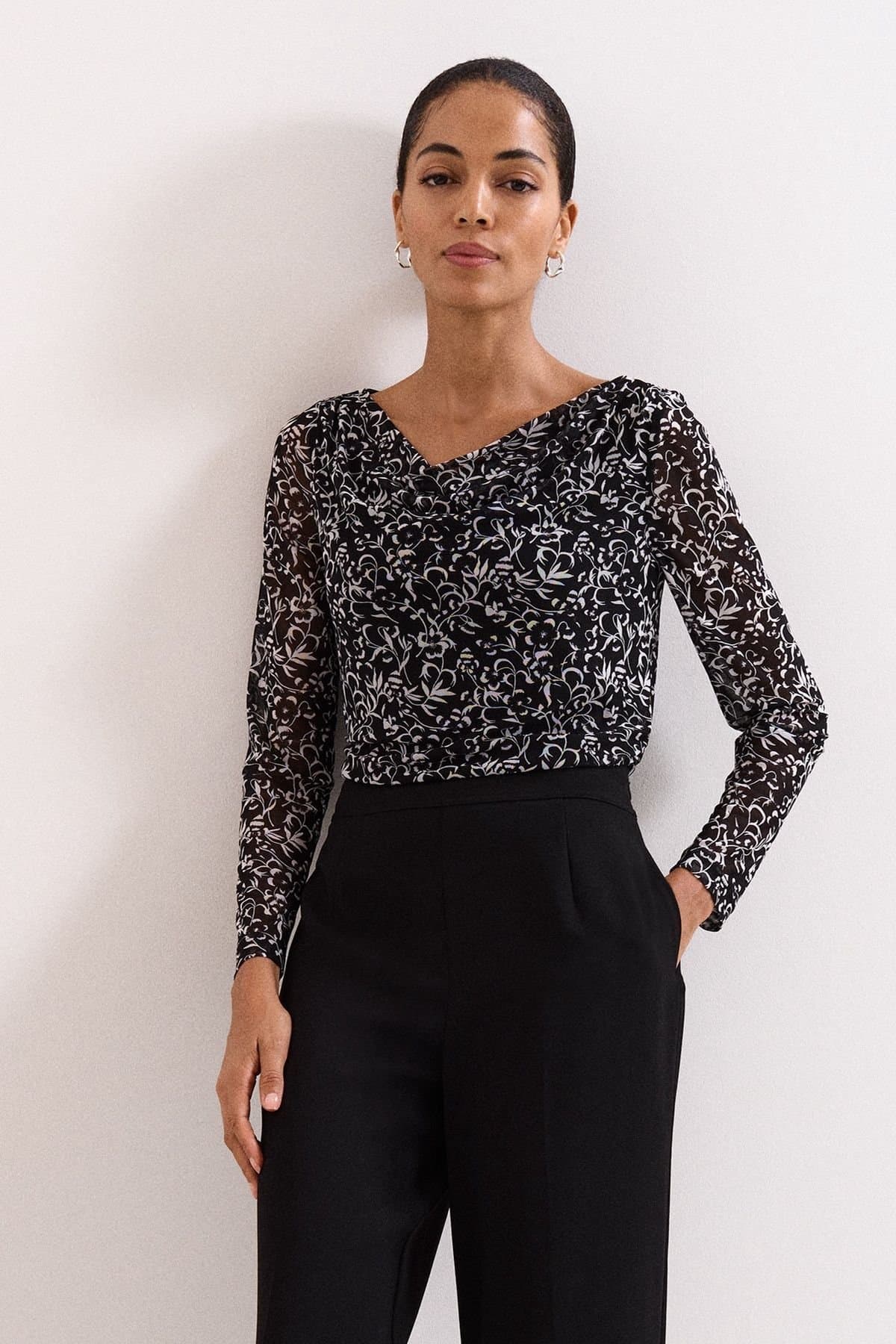 Phase Eight Phase Eight Women's Tammy Cowl Neck Top in Black